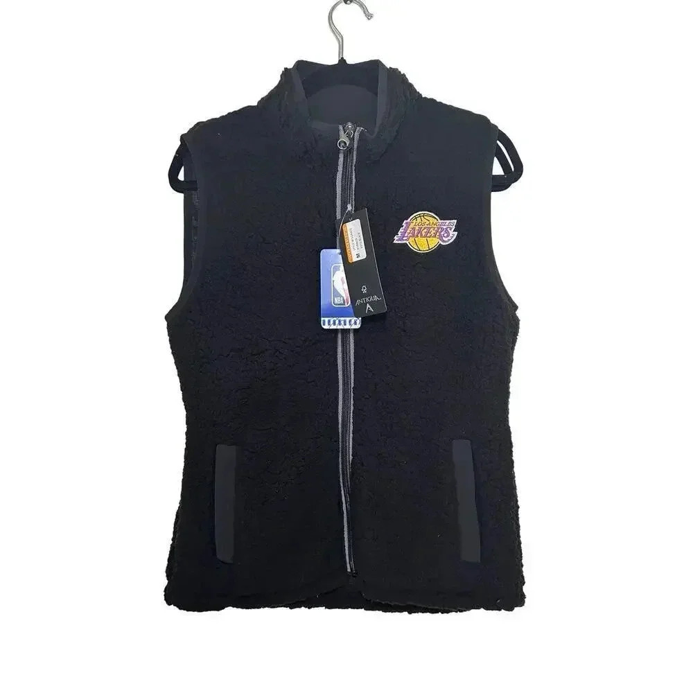 NWT Antigua Los Angeles Lakers Women’s Fuzzy Vest Black Size Medium